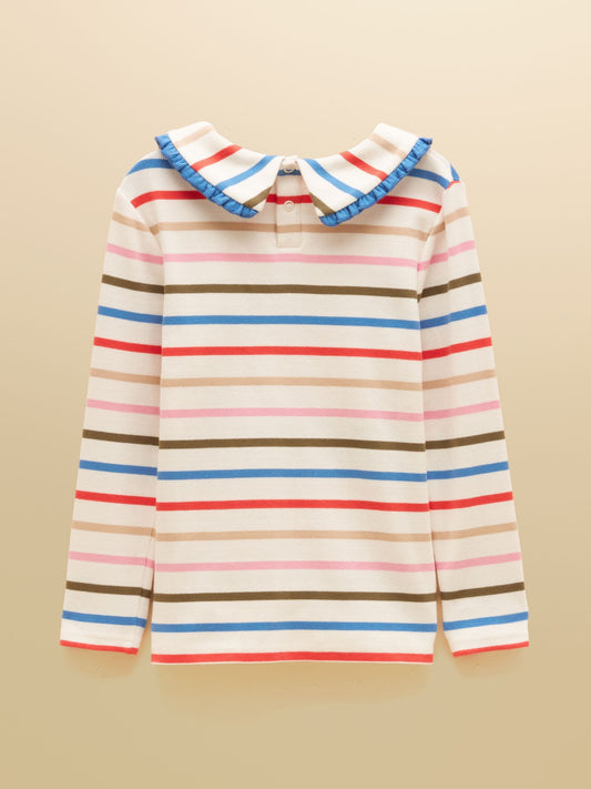 Dsiney Kidz - Joules Girls' Sophie Multi Stripe Long Sleeve Ribbed Collared Top image 2