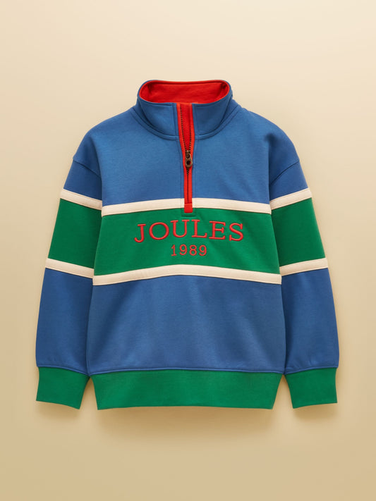 Dsiney Kidz - Joules Kids' Alfie Blue Colourblock Quarter Zip Sweatshirt image 2