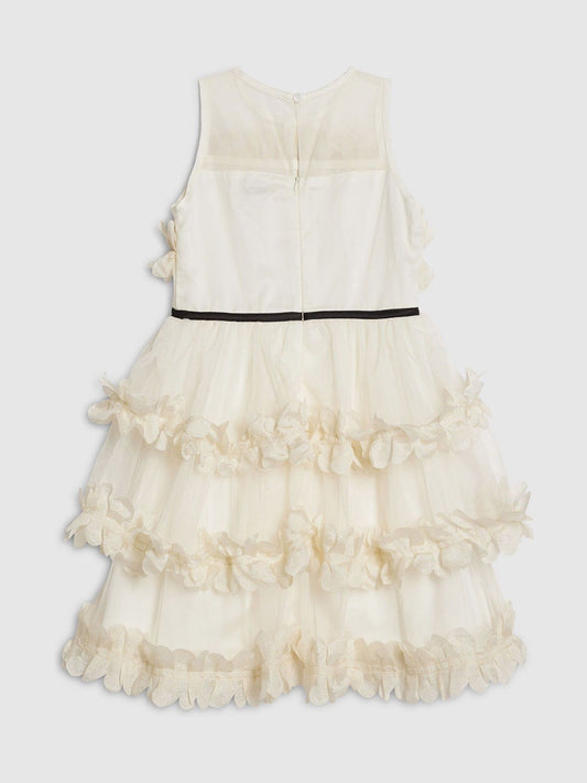 Dsiney Kidz - River Island Cream Flower Tulle Tiered Dress image 2