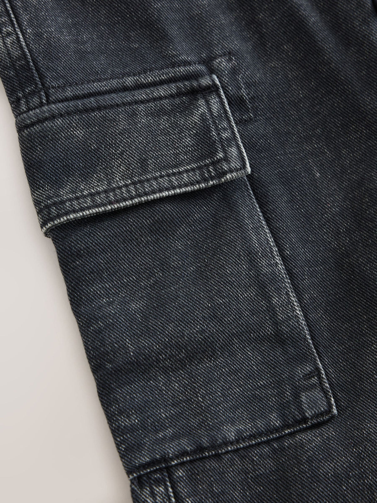 Dark Grey Denim Wide Fit Pull On Cargo Trousers (3-16yrs) - image 8