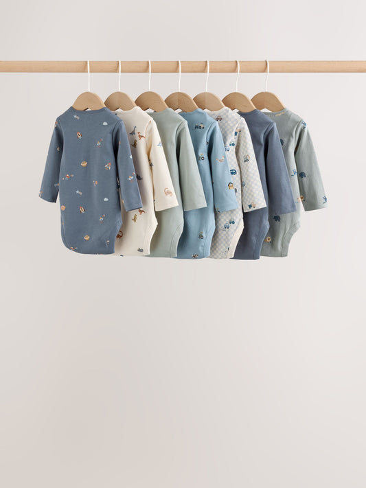 Dsiney Kidz - Blue Character Long Sleeve Baby Bodysuit 7 Pack image 2