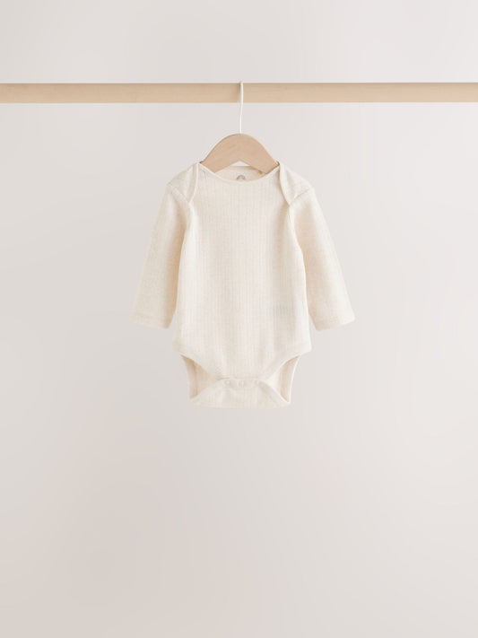 Dsiney Kidz - Neutral Pointelle Long Sleeve Baby Bodysuits 3 Pack image 2