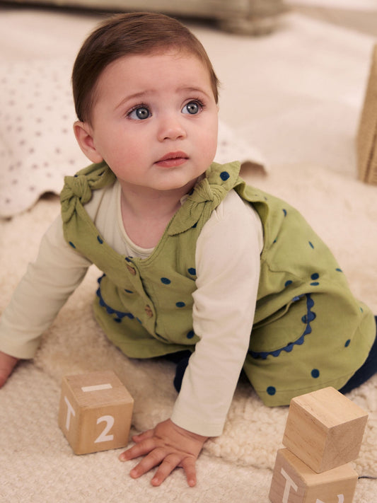 Dsiney Kidz - Green Spot Baby Pinafore Long Sleeve Bodysuit And Tights 3 Piece Set (0mths-2yrs) image 2