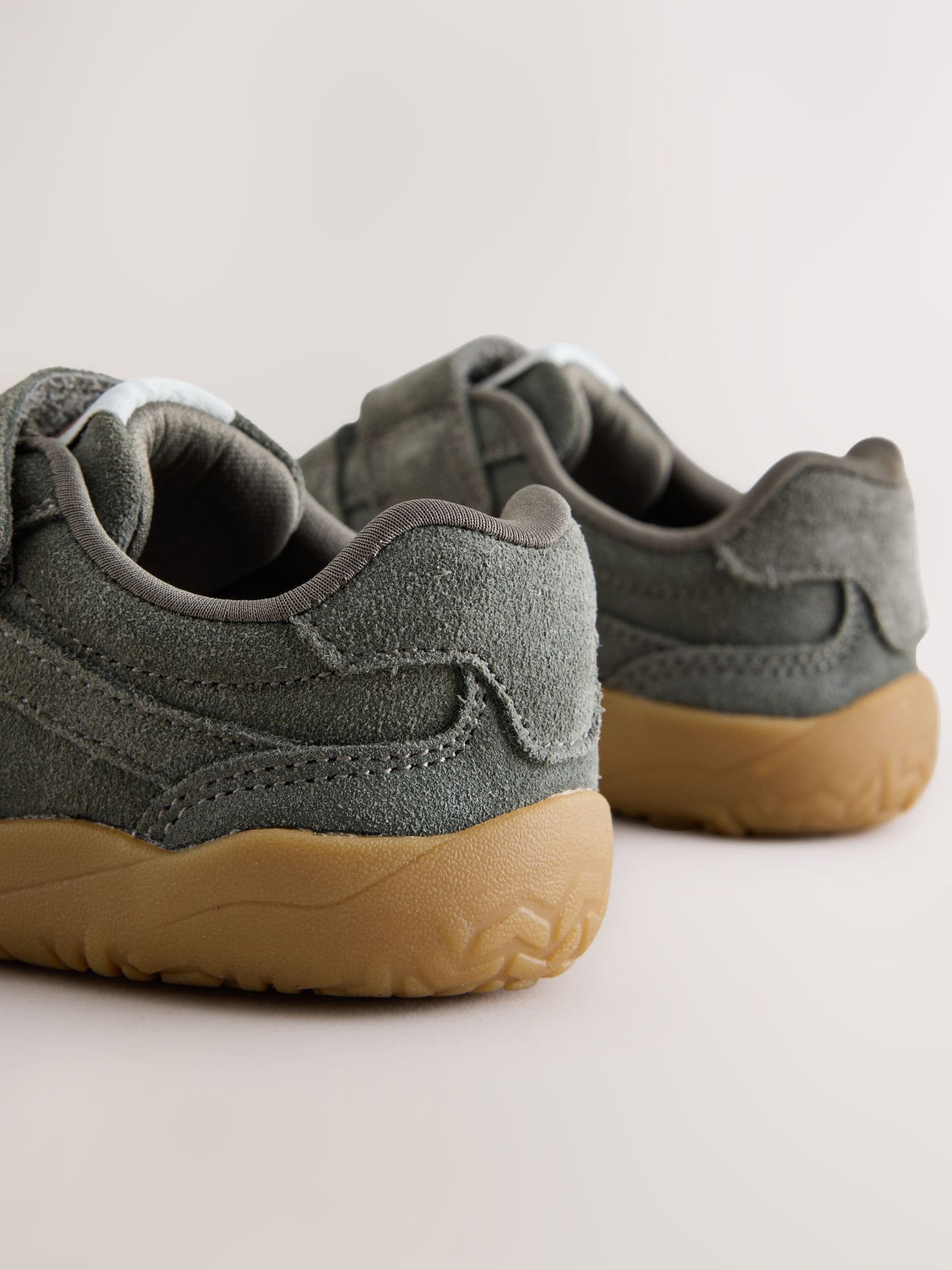 Khaki Green Standard Fit (F) Barefoot Leather Touch Fastening Trainers image 7