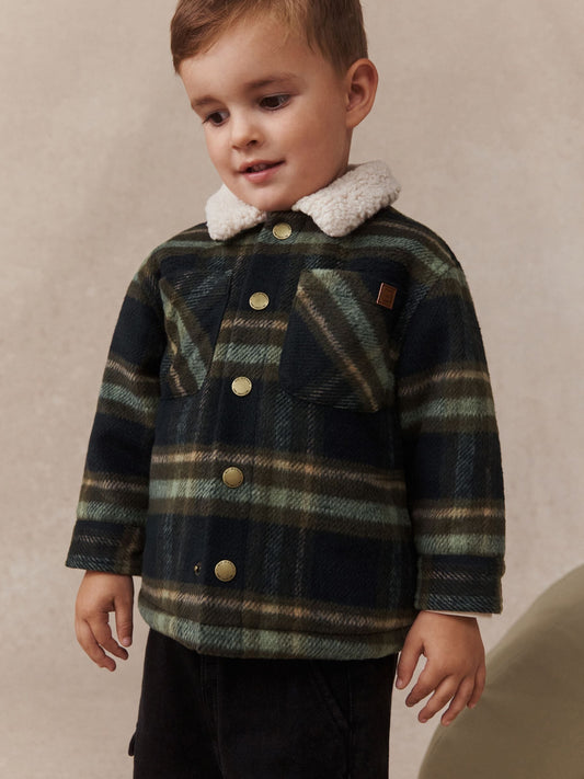 Green Check Borg Lined Shacket (3mths-7yrs) - image 1