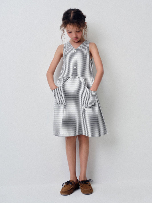 Dsiney Kidz - The Set 3 Pack Sleeveless Jersey Dresses with Pockets Blue/Navy/Stripe image 2