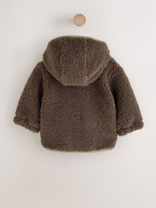 Dsiney Kidz - Chocolate Brown Borg Hooded Fleece Lined Baby Jacket image 2