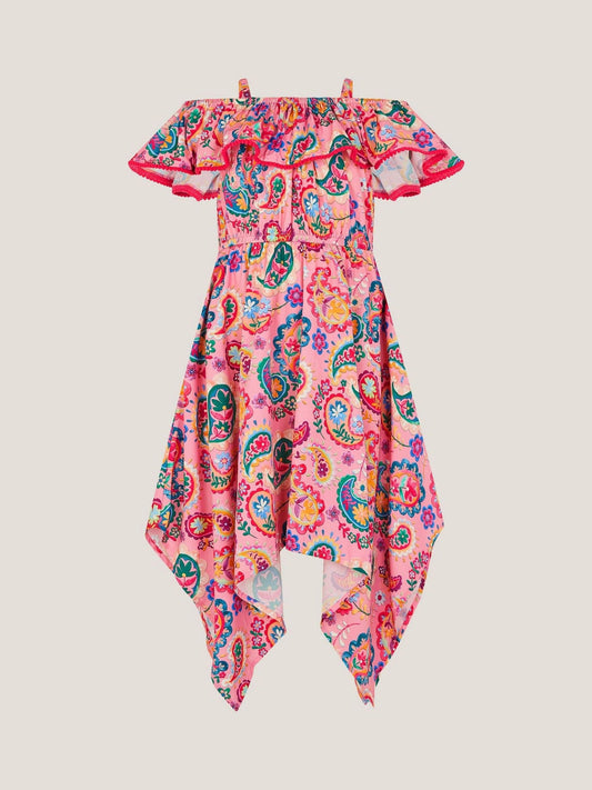Monsoon Pink Paisley Print Hanky Hem Dress image 2