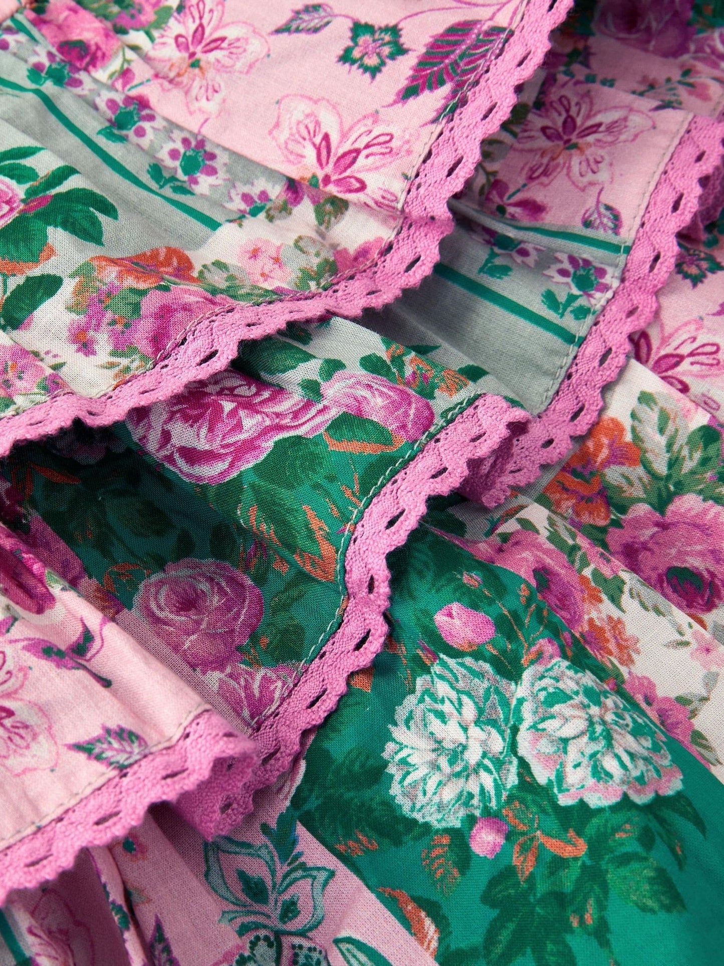 Monsoon Green Floral Patchwork Top & Skirt Set image 4