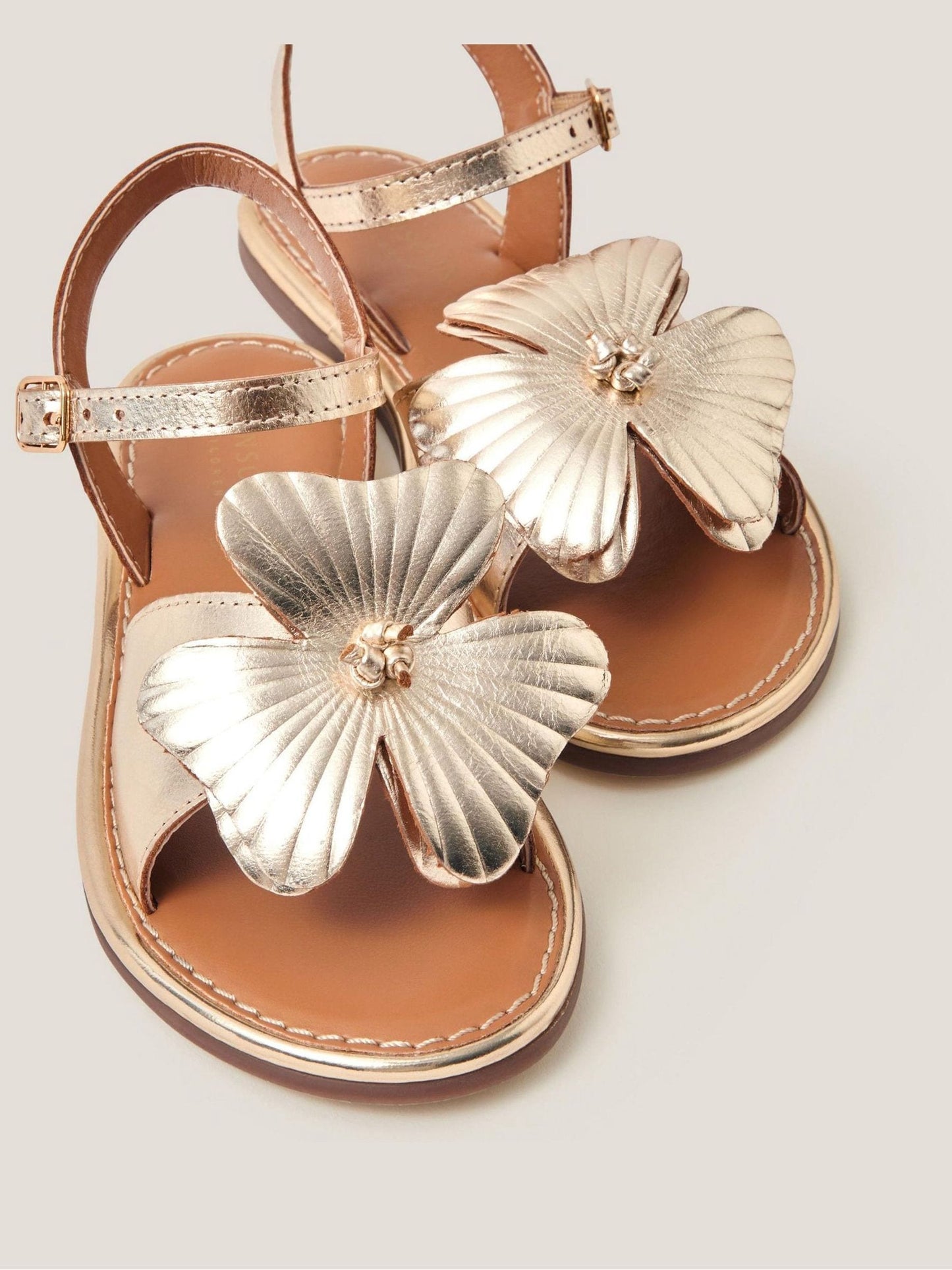 Monsoon Gold Flower Metallic Leather Sandals image 3