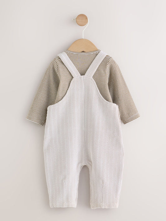 Dsiney Kidz - Neutral Plain Cord Dungaree and Bodysuit Baby Set (0mths-2yrs) image 2