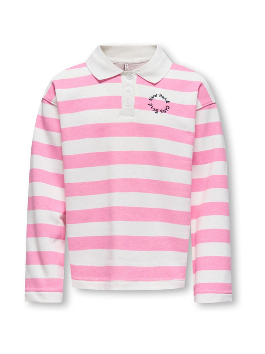 Dsiney Kidz - ONLY KIDS Pink Long Sleeve Striped Polo Sweatshirt image 2