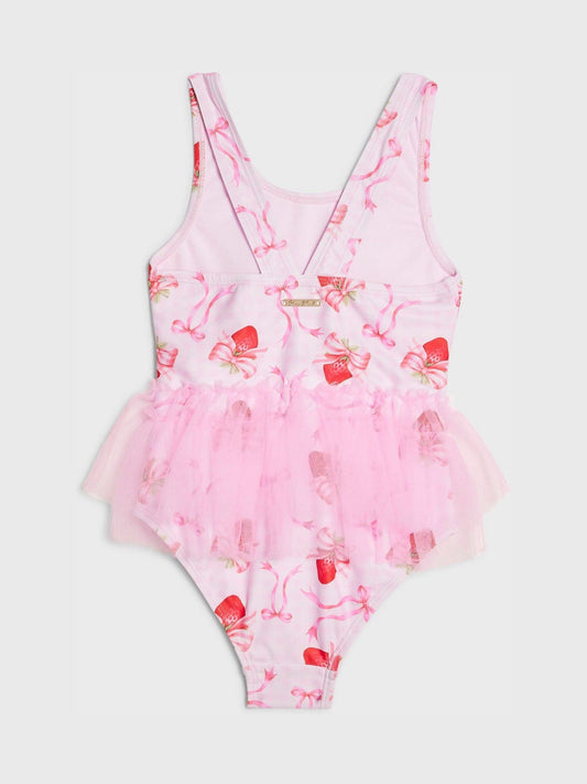 Dsiney Kidz - River Island Pink Strawberry Bow Tutu Swimsuit image 2