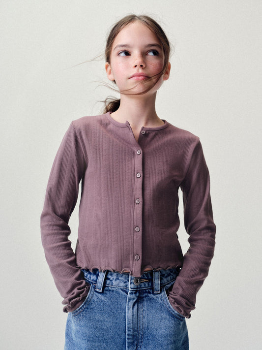 Dsiney Kidz - The Set 3 Pack Jersey Pointelle Long Sleeve Cardigans Purple/Lilac/Cream image 2