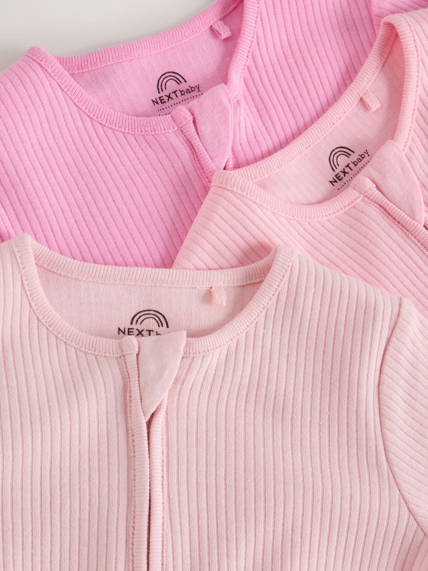 Pink Two Way Zip Baby Sleepsuits 3 Pack (0-2yrs) image 9