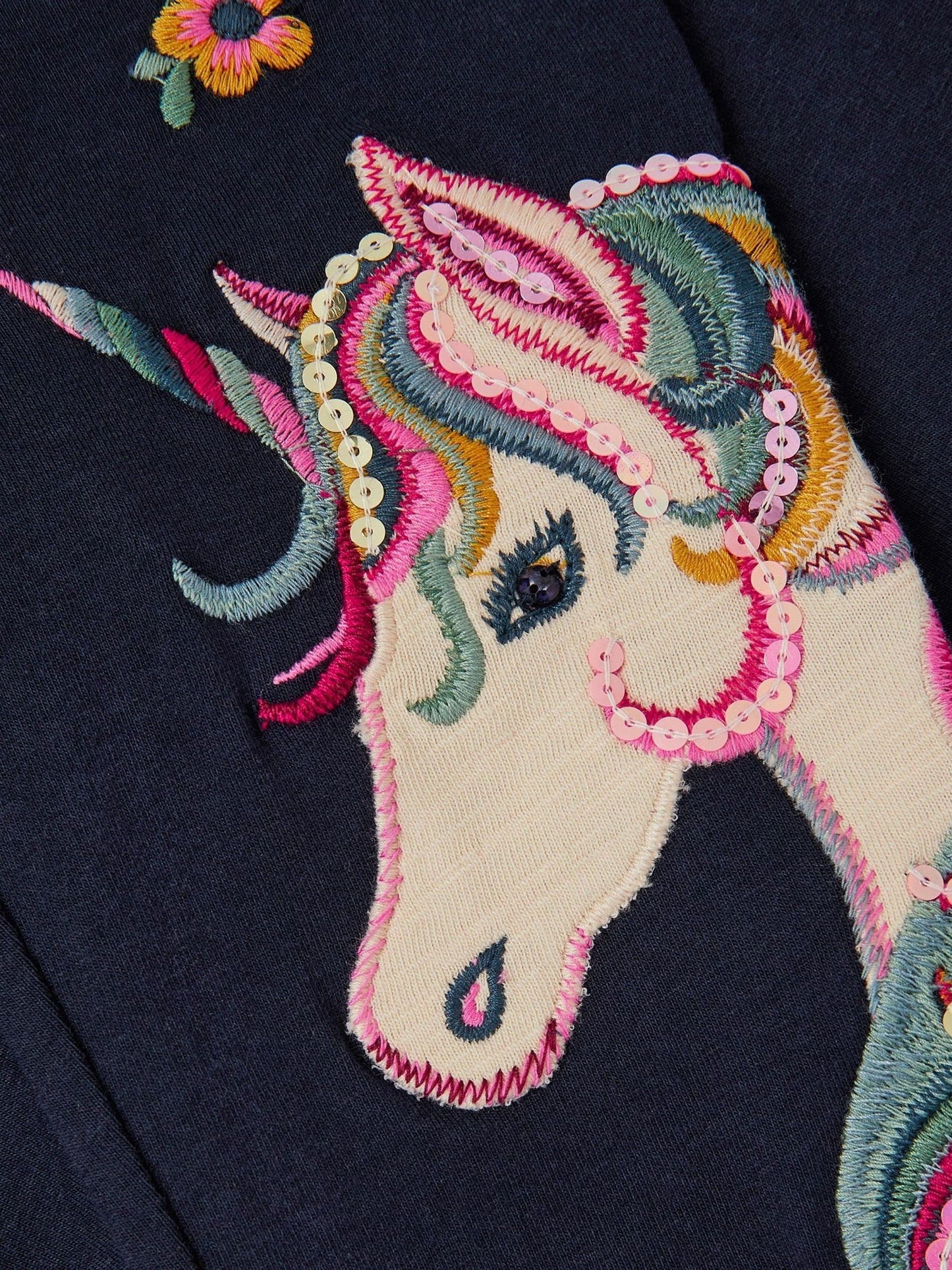 Monsoon Blue Embroidered Unicorn Leggings image 4