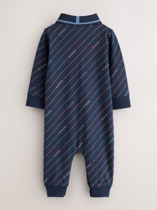 Baker by Ted Baker Navy All Over Print Polo Romper image 2