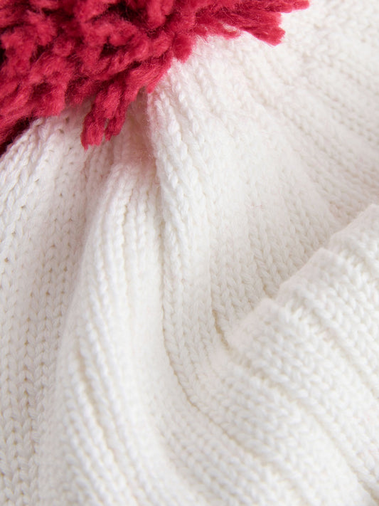 Dsiney Kidz - White Embroidered Knitted Christmas Reindeer Pom Baby Hat (0mths-3yrs) image 2