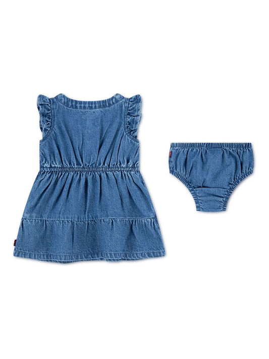 Dsiney Kidz - Levi's® Blue Flutter Sleeve Denim Look Logo Dress image 2