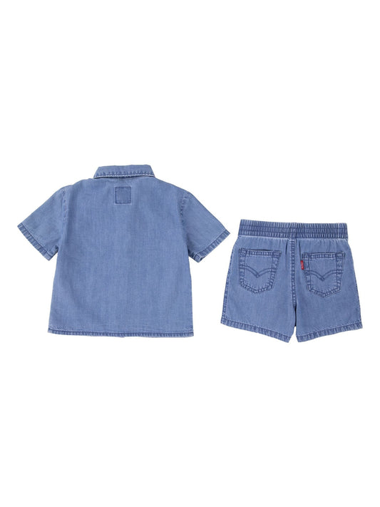 Levi's® Blue Western Denim Shirt and Shorts Set image 2