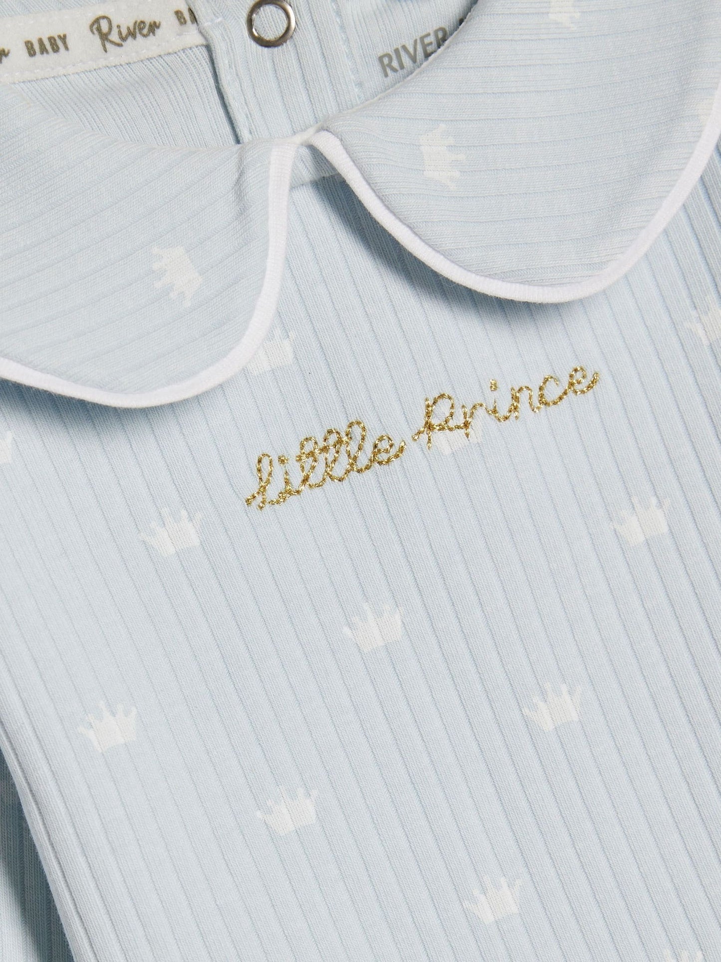 River Island Blue Little Prince Ribbed Bodysuit Set image 5
