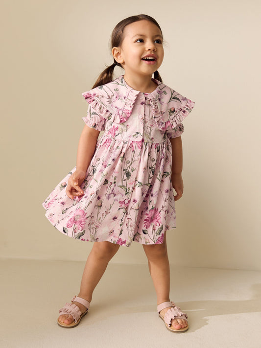 Dsiney Kidz - Floral Short Sleeve Collared Floral Dress (3mths-7yrs) image 2