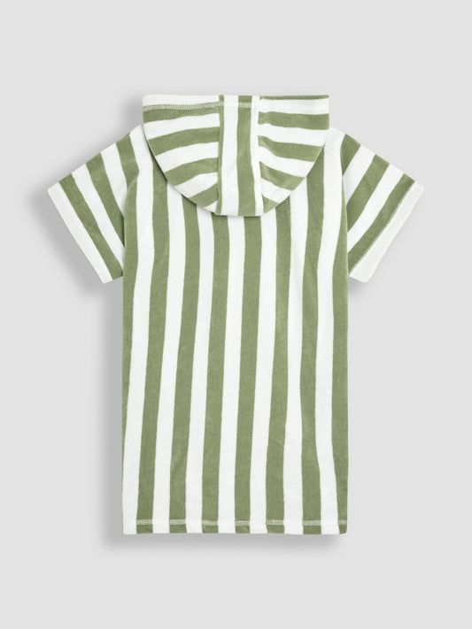JoJo Maman Bébé Green Stripe Lion Hooded Poncho Towel image 2
