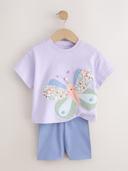 Dsiney Kidz - Lilac Purple Butterfly Top and Shorts Set (3mths-7yrs) image 2