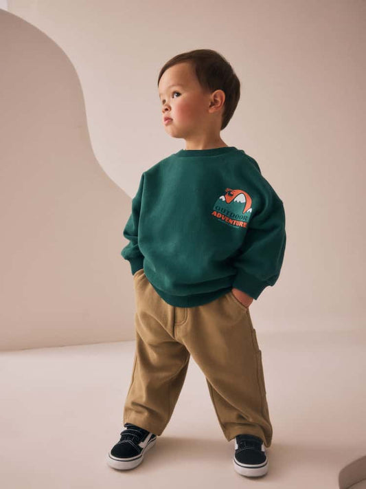 Green Sweatshirt and Utility Joggers Set Immediate