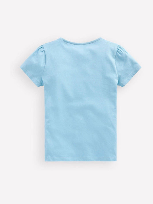 Boden Blue Puff Sleeve Superstitch Top image 2
