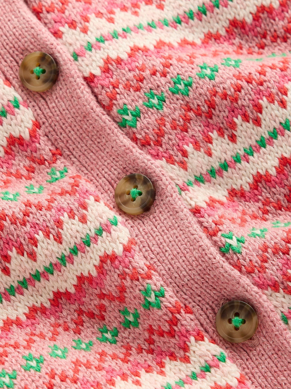 Boden Pink Collared Fair Isle Cardigan - image 3