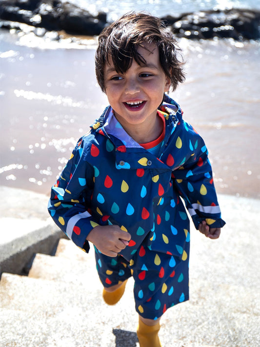 Frugi Blue Puddle Packaway Poncho image 2