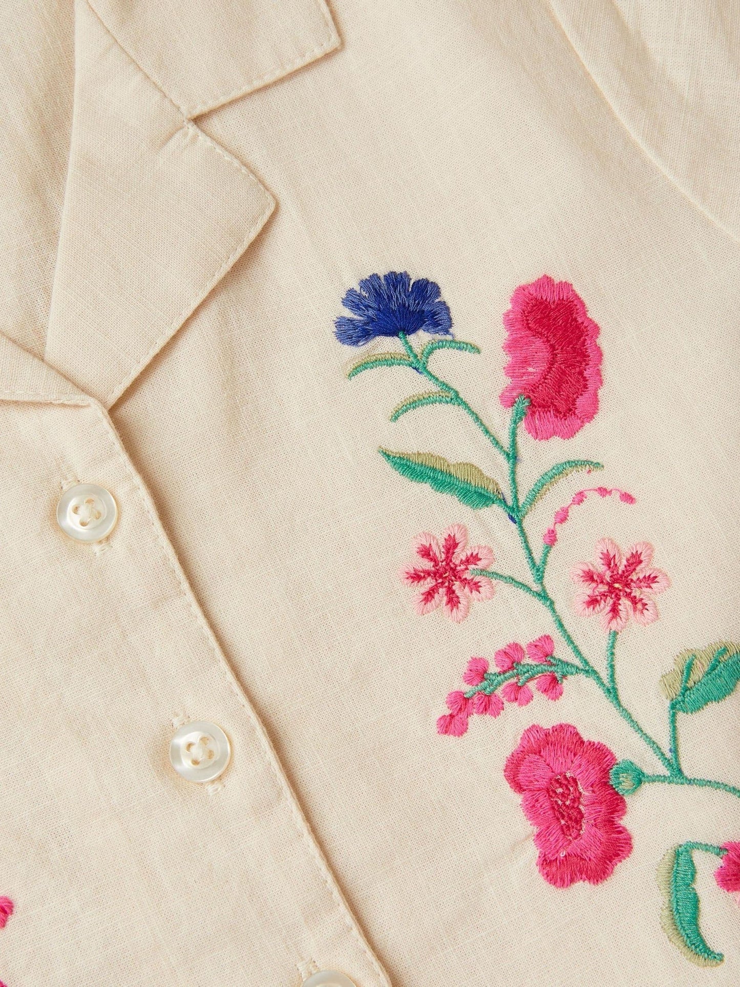 Monsoon White Floral Embroidered Shirt & Trousers Set image 4