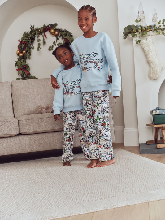 Blue/Ecru Ski Scene Family Matching Pyjamas Set (1.5-16yrs) - image 2