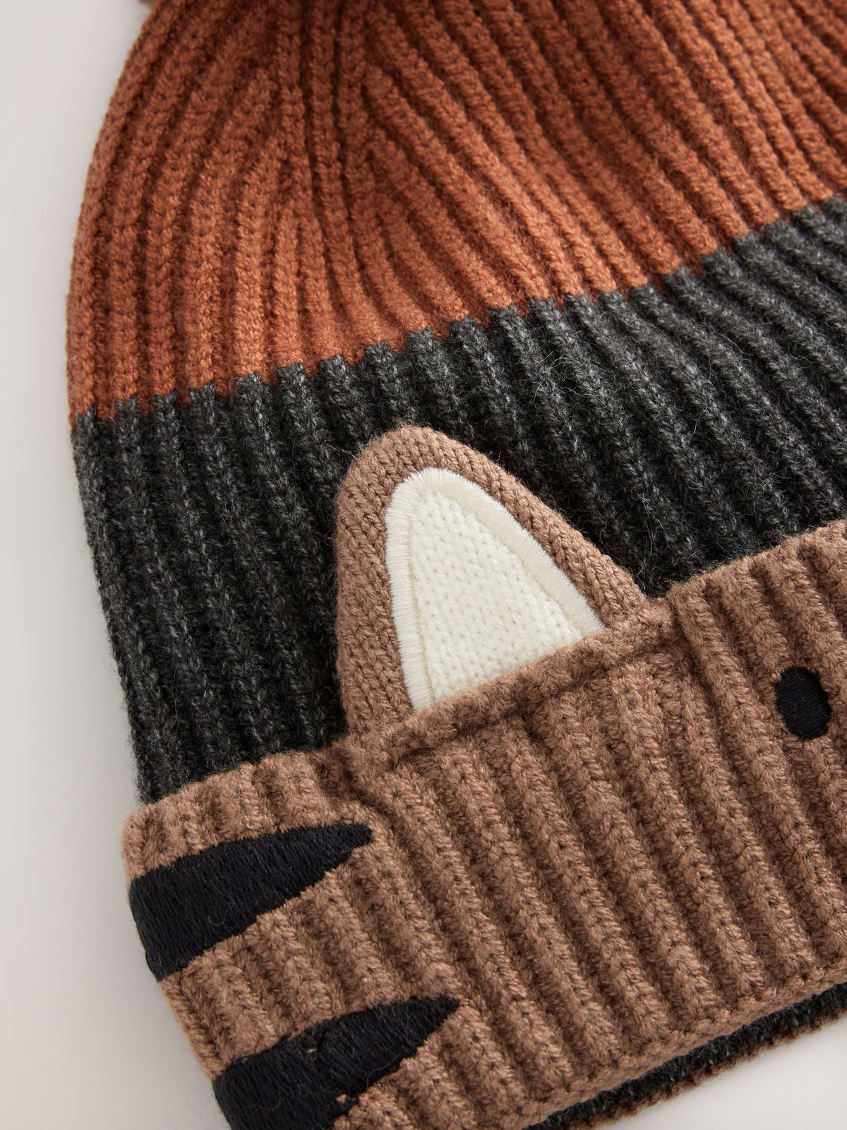 Brown/Orange Tiger Character Embroidered Pom Beanie (3mths-16yrs) - image 3