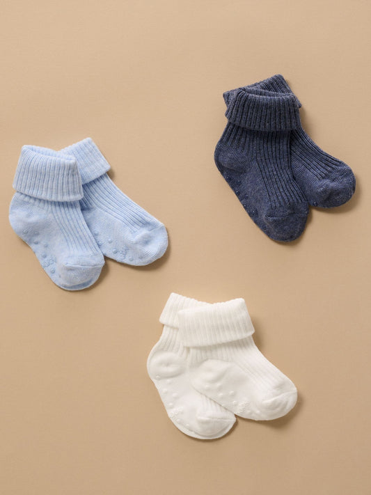 Purebaby Blue Rib Socks 3 Pack - image 1