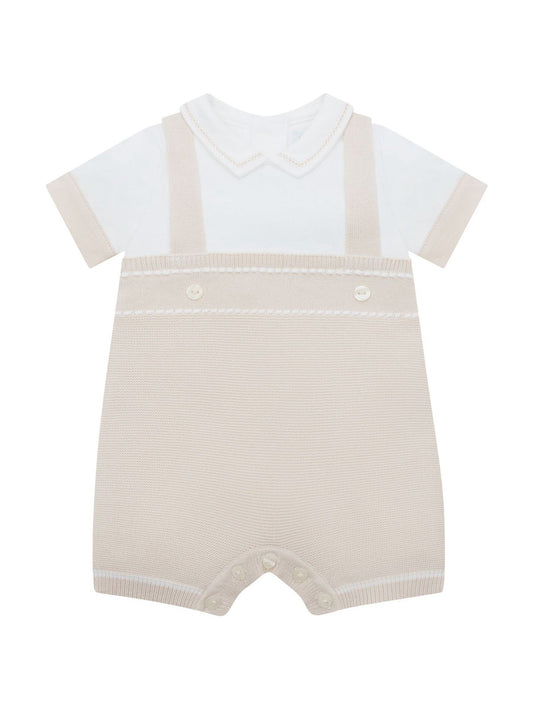 Emile Et Rose Navy Lowe Knitted 2 In1 Romper With Braces & Mock Shirt image 2