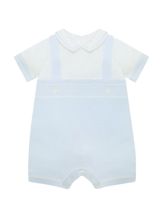 Emile Et Rose Blue Lowe Knitted 2 In1 Romper With Braces & Mock Shirt image 2