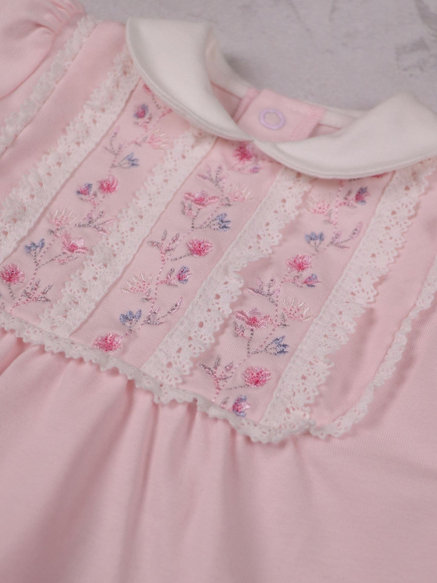Emile Et Rose Pink Libby - With Inset Embroidered & Lace Panel Top & Shorts 2 Piece image 7