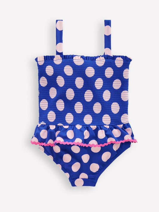 Boden Blue Peplum Smocked Swimsuit image 2