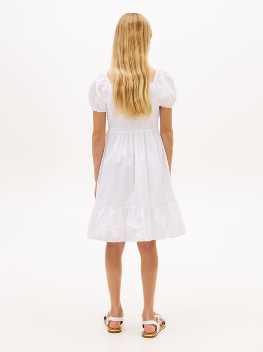 Tommy Hilfiger White Seersucker Puff Short Sleeve Dress image 2