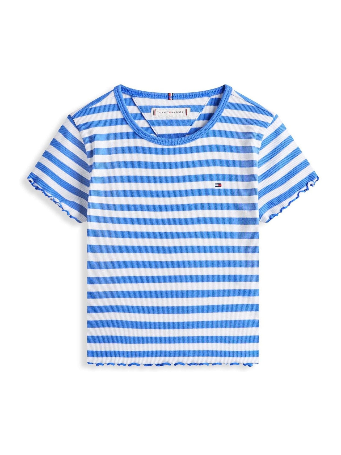 Dsiney Kidz - Tommy Hilfiger Blue Essential Ruffle Extra Slim Ribbed Top image 5