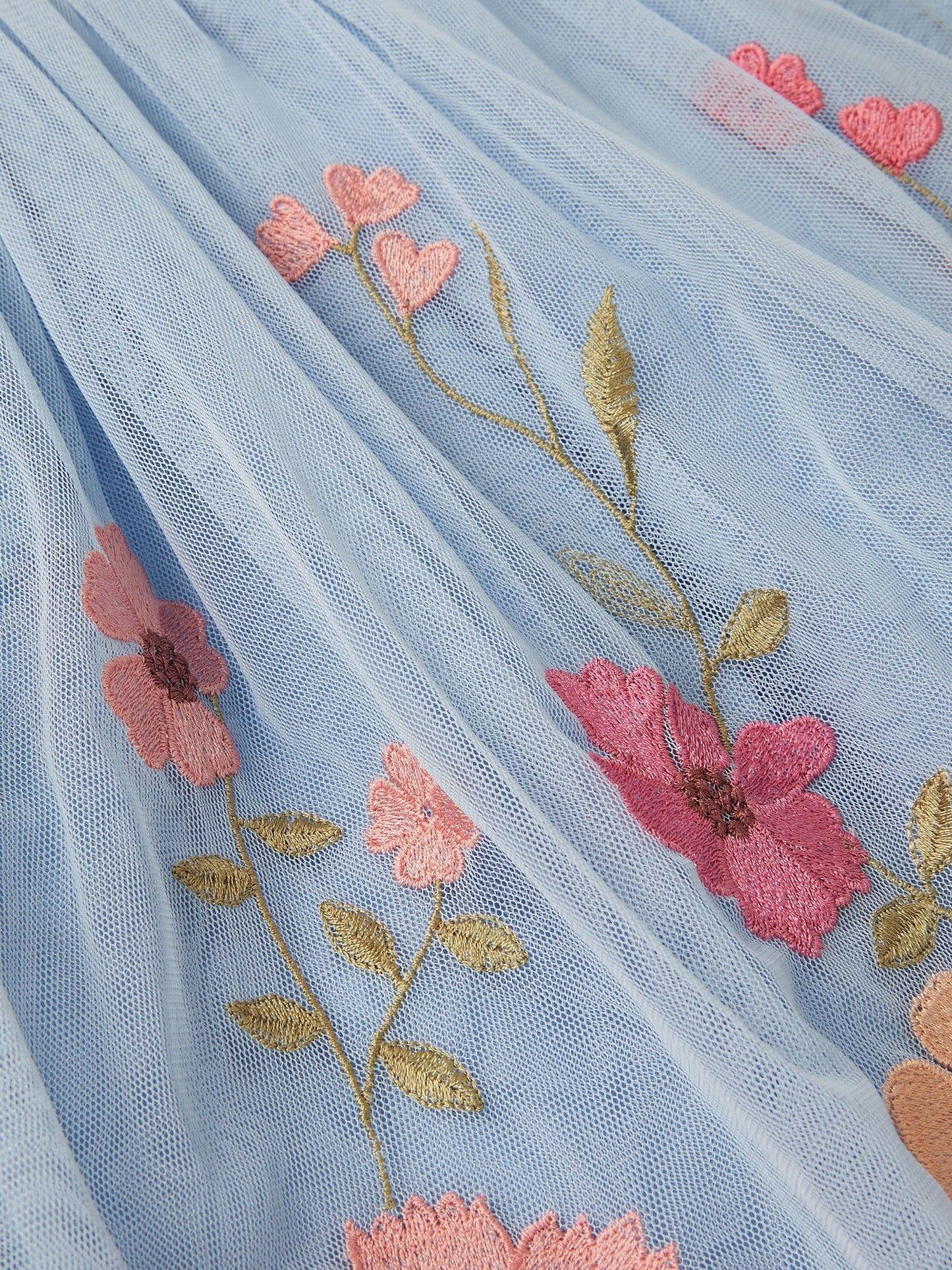 Monsoon Blue Embroidered Floral Tulle Disco Dress image 4