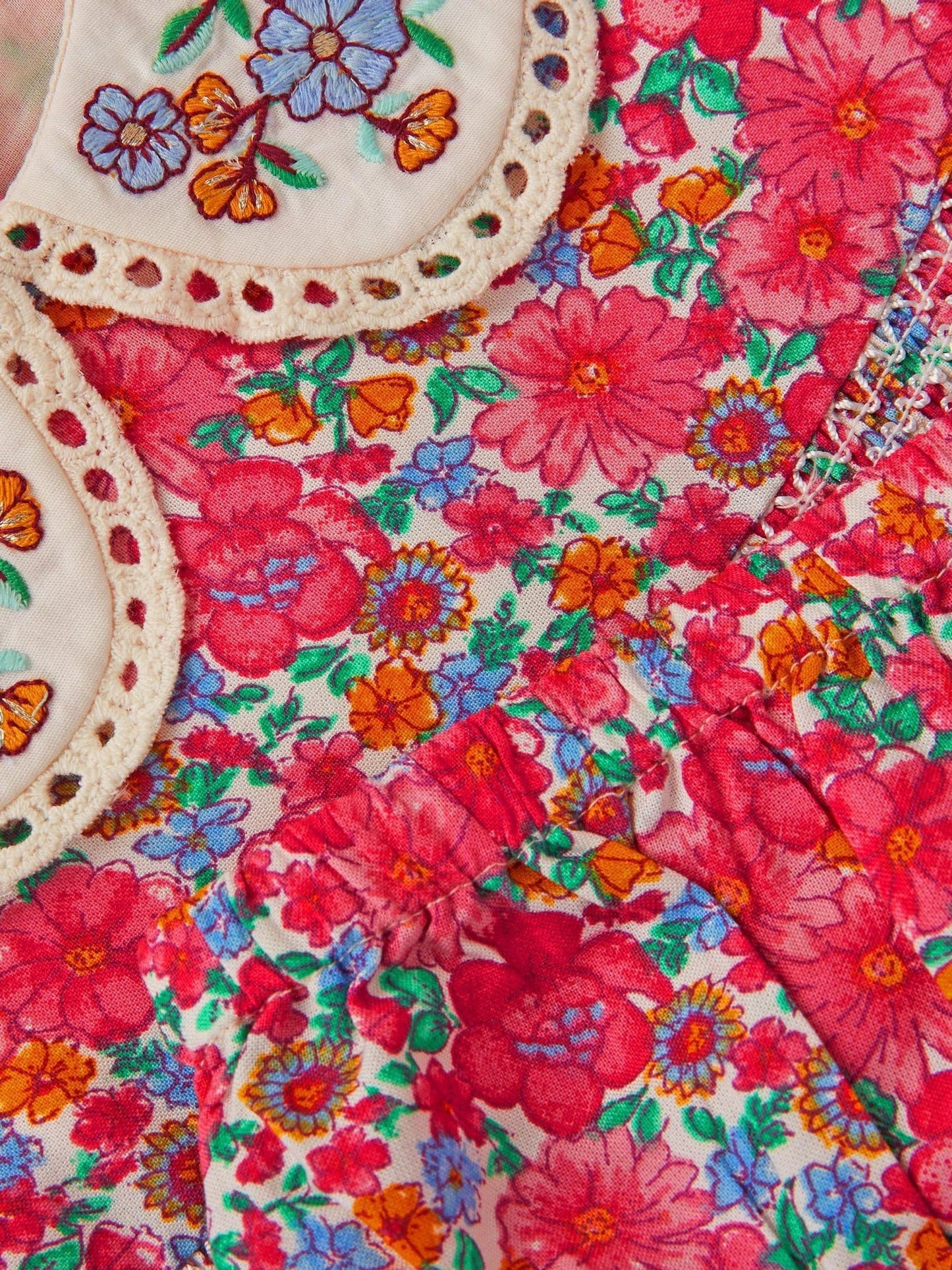 Monsoon Pink Floral Puff Sleeve Dress & Briefs image 3