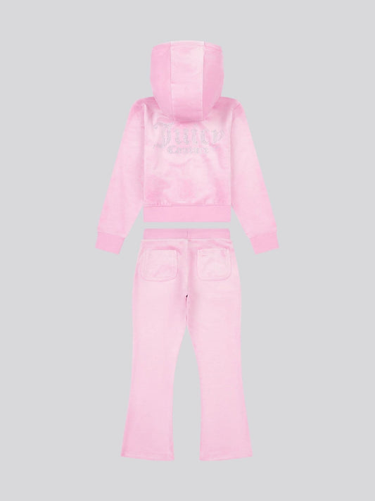 Juicy Couture Pink Diamante Zip Thru Hoodie & Bootcut Joggers Set image 2