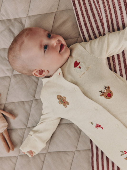 Cream Baby Christmas Character Sleepsuit (0mths-3yrs)