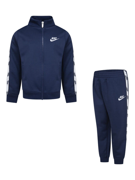 Nike Blue Little Poly Full Zip Tape Logo Tracksuit Set image 2