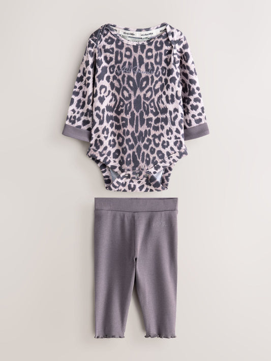 smALLSAINTS Leopard Ribbed Bodysuit and Legging Baby Girls Set - image 1
