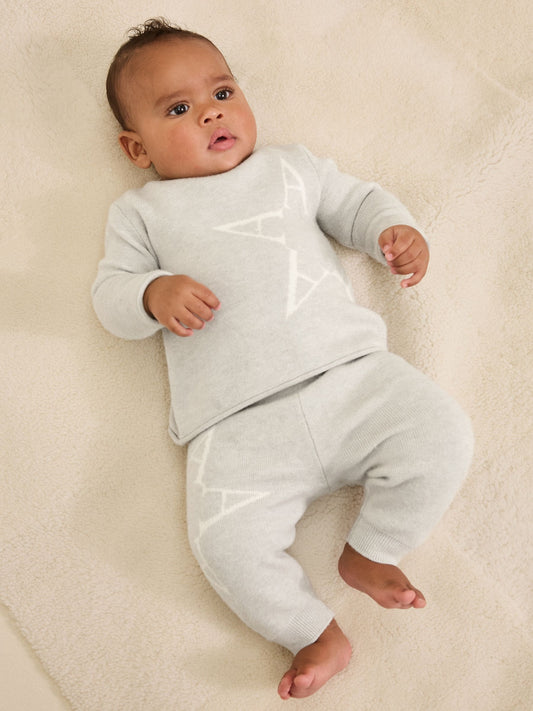 smALLSAINTS Grey Knitted Top and Joggers Baby Boys Set image 2