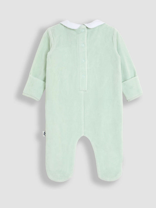 JoJo Maman Bébé Mint Peter Rabbit Velour Smocked Collared All-In-One image 2